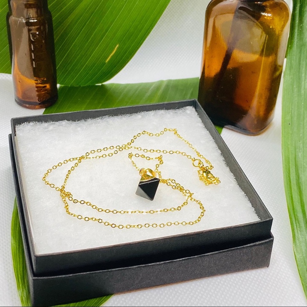 Black Agate Diamond Necklace
